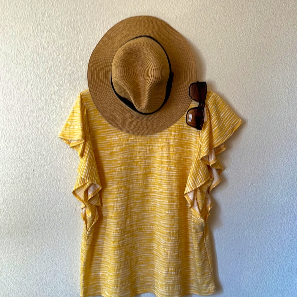 - Nine West golden /yellow flutter sleeve top
